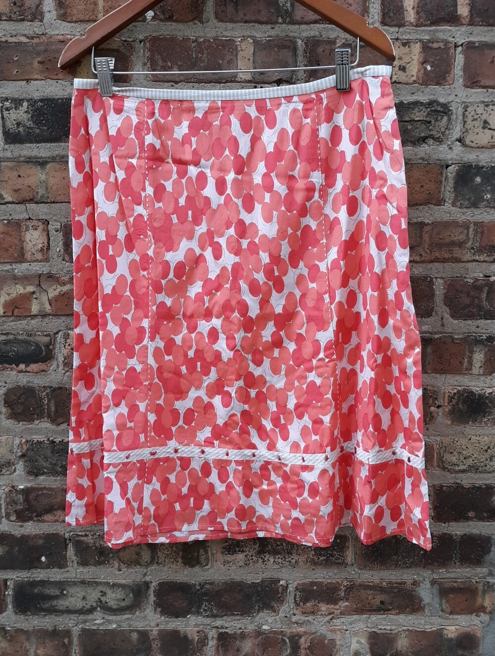 Sigrid Olsen Silk Cotton Blend A-Line Skirt Size 10 Pink Coral Floral Flaweds